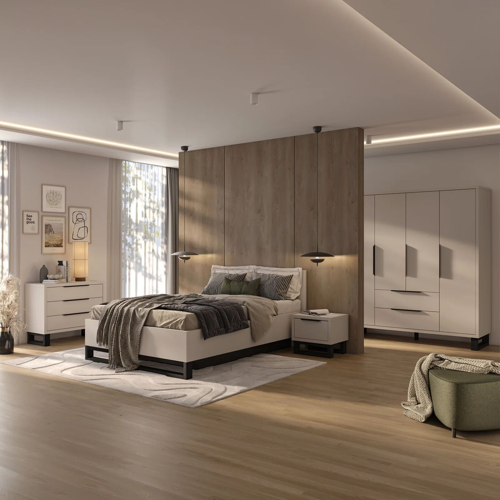 garneroarredamenti Comodino 55x49h cm 1 cassetto beige cashmere Petra