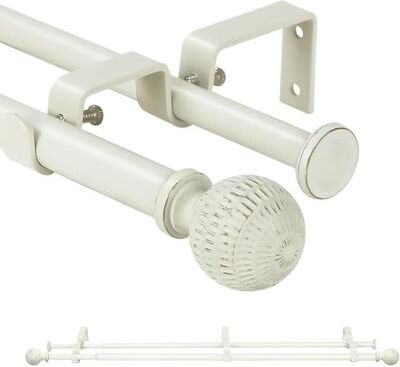Urbanest 5/8 Inch Diameter Adjustable Double Splicing Drapery Curtain Rod Set with Volle Finials