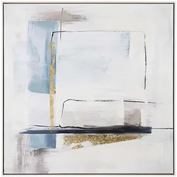Bild Abstract No.2, Druck auf Leinwand, klassisch-modern, grau bunt, quadratisch 82x82 cm