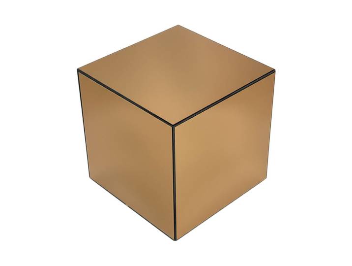 Table d'appoint cubique miroir ambre 40cm