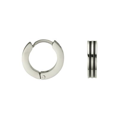Paar Creolen FIRETTI "Schmuck Geschenk Edelstahl Ohrschmuck Ohrringe", edelstahlfarben, schwarz, Ohrringe, Damen, 14mm, Edelstahl, Emaille