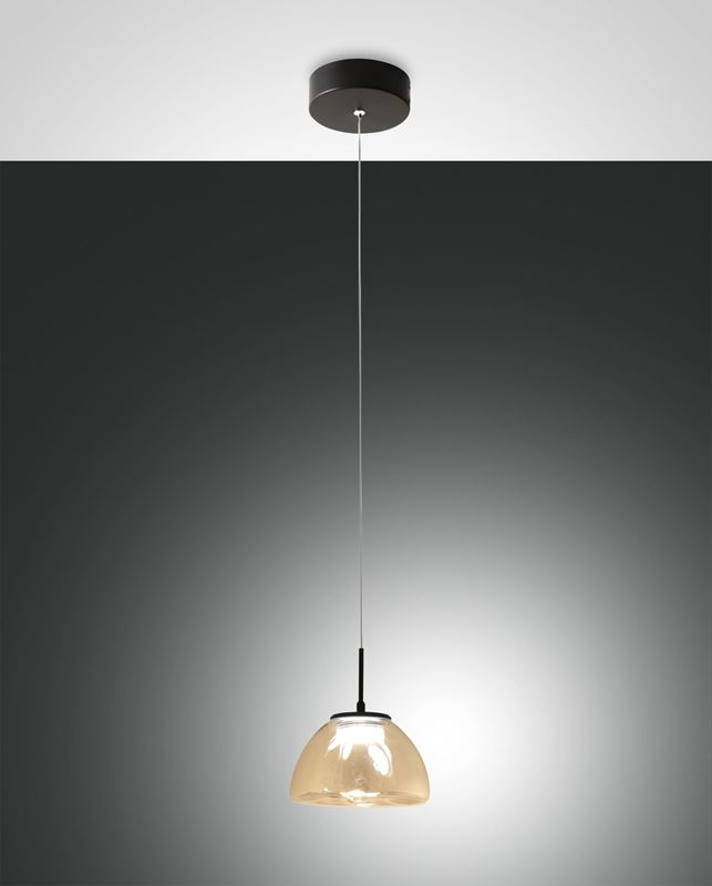 Fabas Luce LED-Pendelleuchte Lucille Schwarz Cognac 3764-41-365 8019282546368