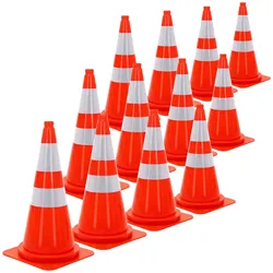 ECD Germany Pylonen groß 75 cm Verkehrshütchen Orange Verkehrskegel Leitkegel Reflexstreifen Warnkegel Verkehrsleitkegel Absperrkegel Absperrhütchen
