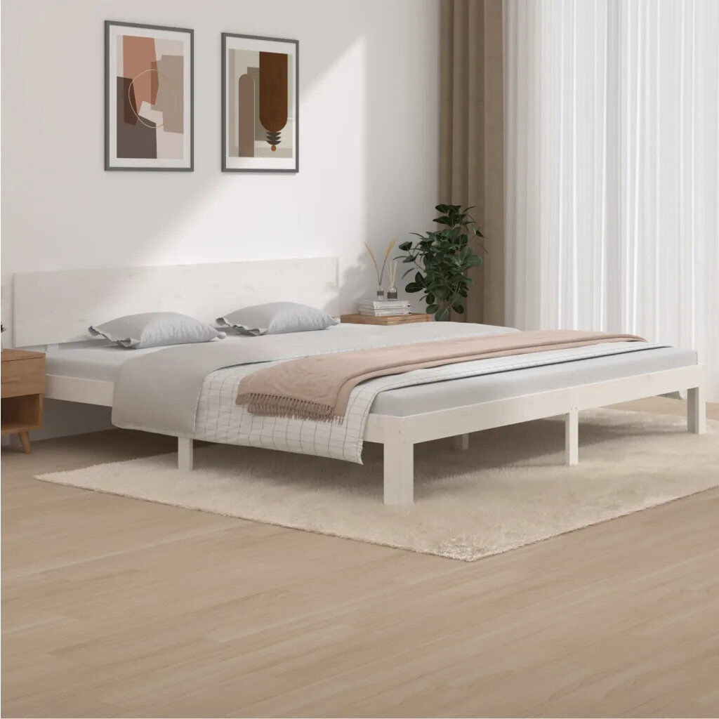 17 Stories Jahvaughn Solid Wood Bed white Kingsize (5')