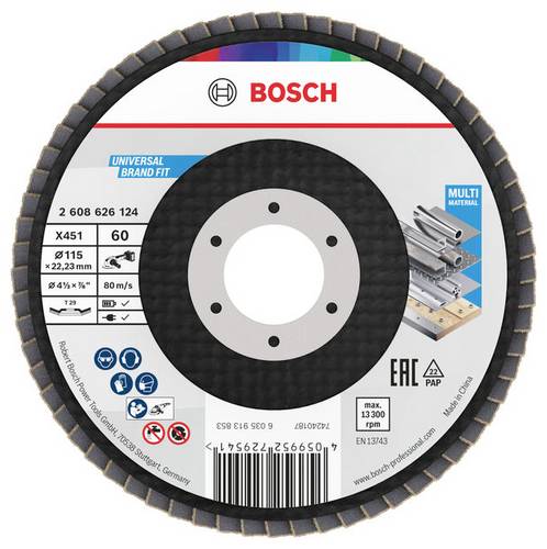 Bosch Accessories 2608626124 Fächerschleifscheibe Durchmesser 115mm Körnung (num)=60
