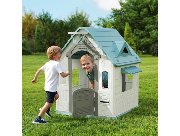 AIYAPLAY Maisonnette Enfants 5 en 1 Multicolore 132x118x124 cm