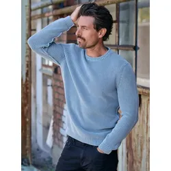 engbers Herren Pullover Rundhals Blau regular gemustert Rundhals - 3XL