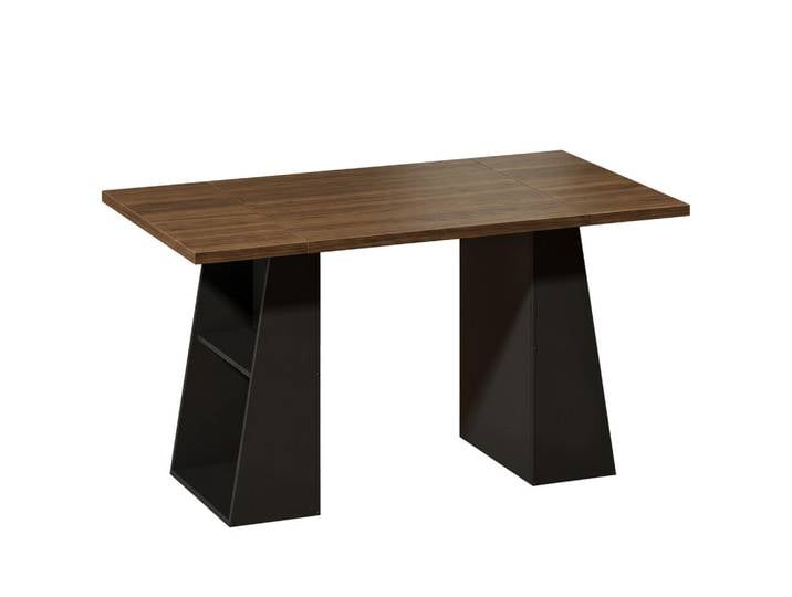 Homcom Schreibtisch Spanplatte MDF Braun Schwarz, Holzwerkstoff, Nachbildung, 4 Fächer, einzeln stellbar,Rechteckig, 78x75x140 cm, Büromöbel, Schreibtische, Bürotische