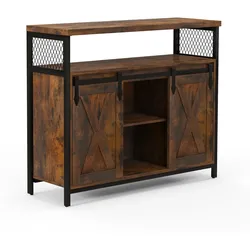 Helloshop26 - Sideboard mit Stauraum 100 x 33 x 80 cm verstellbare Einlegeböden leicht zugänglich rustikaler Stil braunes 20_0020075