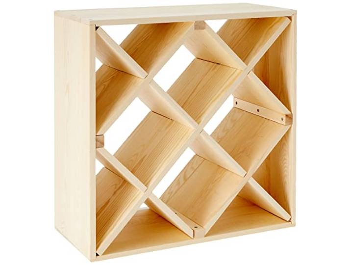 Zeller Present 13171 Casier à Vin en Bois Naturel Forme Losange 52 x 25 x 52 cm