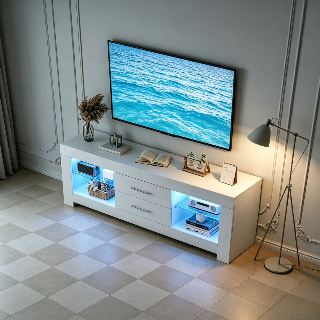 Metro TV Stand for TVs up to 65" High Gloss White 130cm 65"