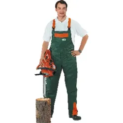 Schnittschutz-Latzhose FJ, Des. A, Cl.1, grün/orange, Größe 48 - grün/orange - 48