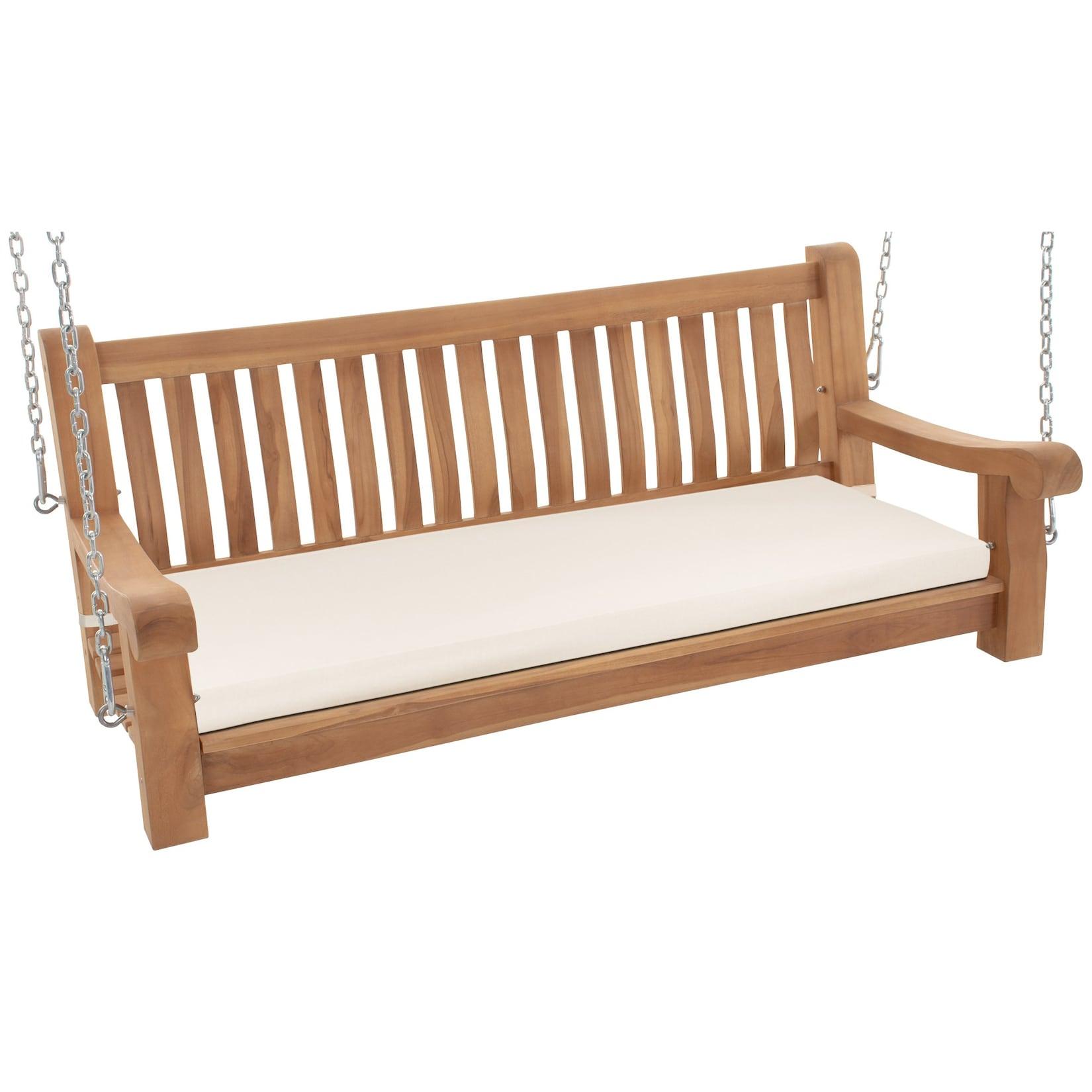 CLP Schaukelbank wetterfest Joyce mit Sitzkissen, robust massiv Teakholz, mit Armlehne und Ketten, Gartenbank für Terrasse und Balkon