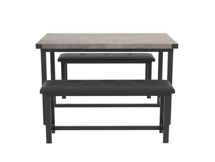 AsyPets Essgruppe 3-teilig grau, Industrie-Design Tisch mit 2 Bänken Bänke unter dem Tisch verstaubar, verstärkter Stahlrahmen, Tisch 150 lbs Bänke 400 lbs, ideal für kleine Wohnungen
