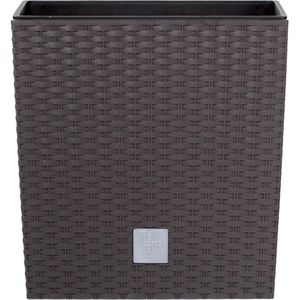 Prosperplast Rato Low Übertopf, dunkelbraun, 32 x 33 x 32 cm, aus Kunststoff, für innen und außen, mit Innentopf