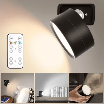 Inspire Picks Rechargeable Magnetic LED Wall Sconce Wireless Wall Light With Remote & 3 Color Dimmable Lighting black