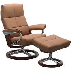 Stressless Sessel mit Hocker David Signature Leder Braun Batick Latte S (Small)