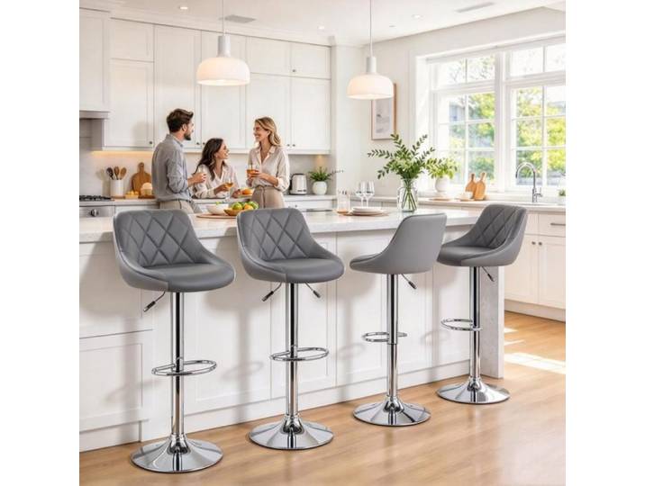 PEACHES Lot de 4 tabourets de bar tabourets hauts de comptoir pour grand studio et îlot repas Gris