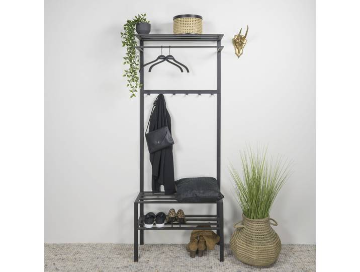 Garderobenständer SPINDER DESIGN Ivar , schwarz, B:70cm H:178cm T:29cm, Metall, Garderobenständer, Garderobenständer, Metall, Breite 70 cm