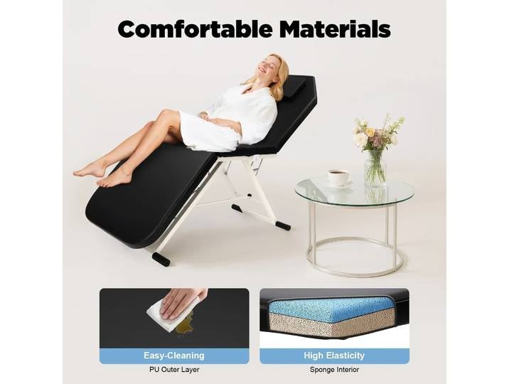 Lit de tatouage inclinable de beauté léger, chaise de spa pliante portable, table de massage, spa pour hôpitaux, salons de beauté, centres de SPA