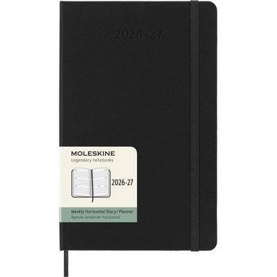 Moleskine 18 Monate Wochenkalender 2026/2027, L/A5, 1 Wo = 2 Seiten, Horizontal, Fester Einband, Schwarz