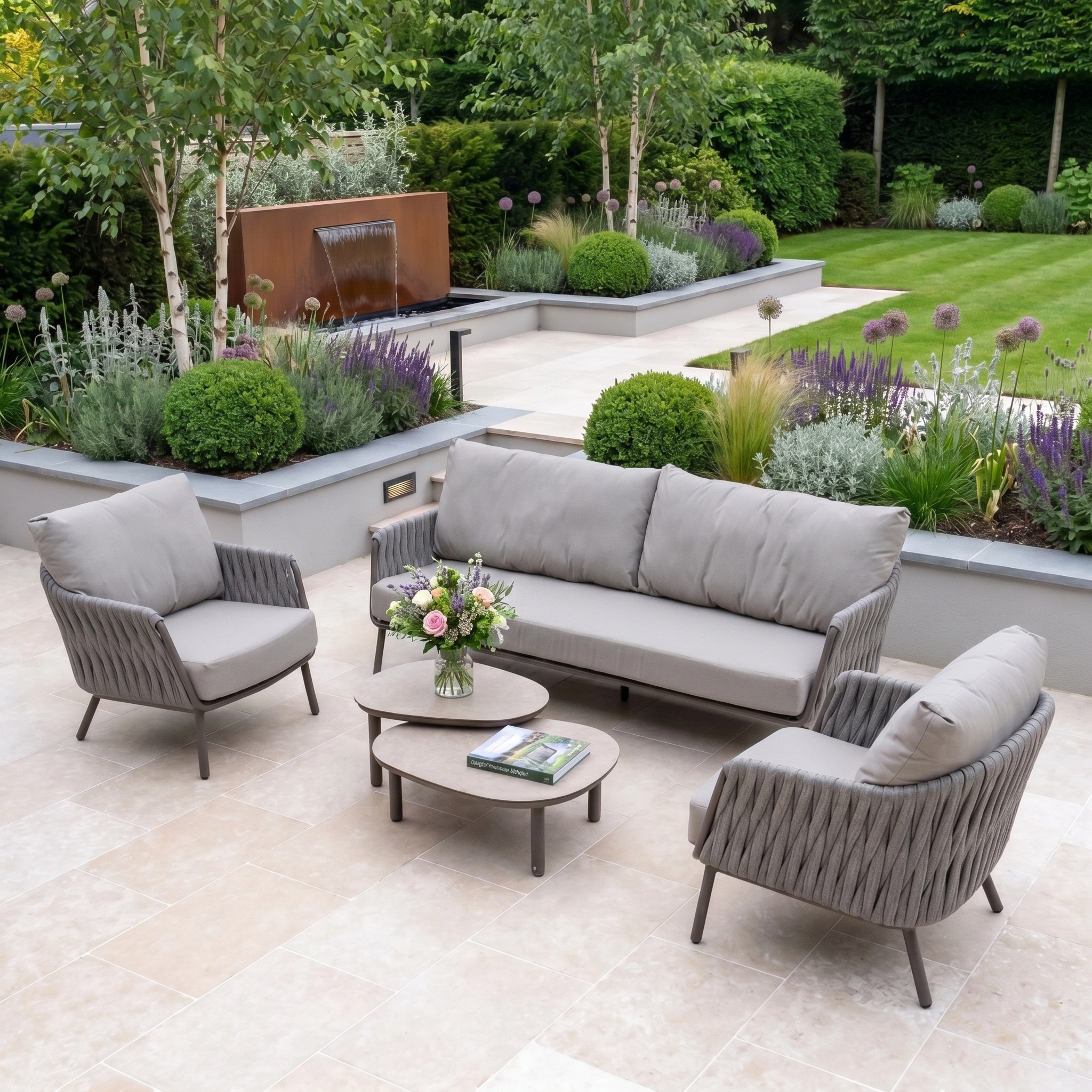 Harbour Lifestyle Capri 3 Seat Sofa Set in Stone Grey