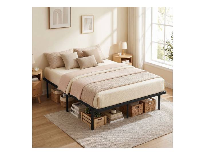 MODFU Bettgestell Robustes Metallgestell für moderne Schlafzimmer (Packung, 1-tlg., Bequeme Liegefläche ohne Boxspring-Unterbau nutzbar), Bett 90x200 cm aus Metall mit Lattenrost und Stauraum, ohne Matratze