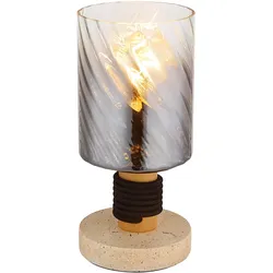 Tischleuchte Beistelllampe Leselampe Schalter Glas rauchfarben Dimmbar H 25,4 cm