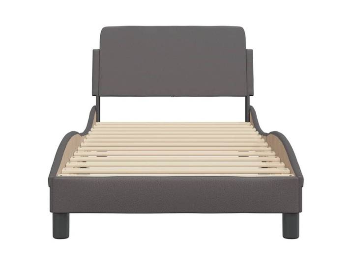 furnicato Bettgestell Dover Kunstleder Grau 218x85x74,5 cm (1-tlg), Schlafmöbel mit Kopfteil für Lesekomfort, schmutzabweisendes Oberteil