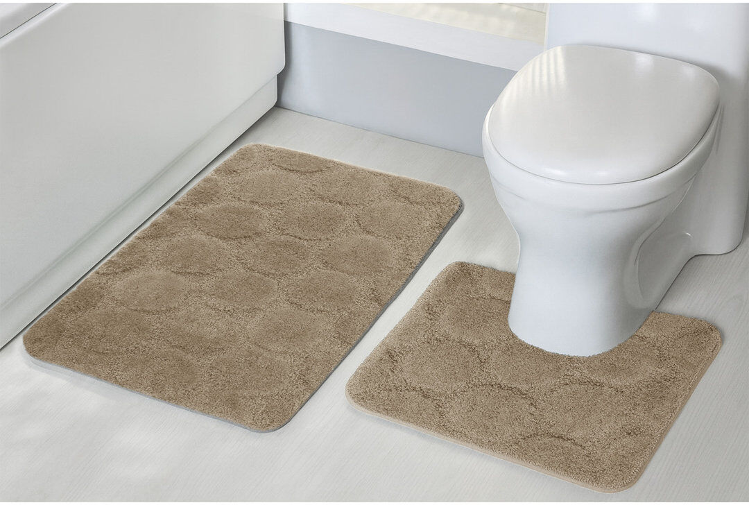 17 Stories 3D Effect Supersoft High Density Anti Slip Cobla Bath Mat Set Beige 50cm W