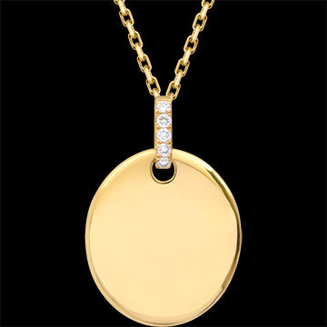 Edenly Ovale Gravur-Medaille SolÃ¨ne â€“ 18-karÃ¤tiges Gelbgold und synthetisch