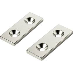 TRU COMPONENTS W40L15T3-2M4 Permanent-Magnet Rechteckig (L x B x H) 40 x 15 x 3 mm N35 Grenztemperatur (max.): 80 °C 1218994