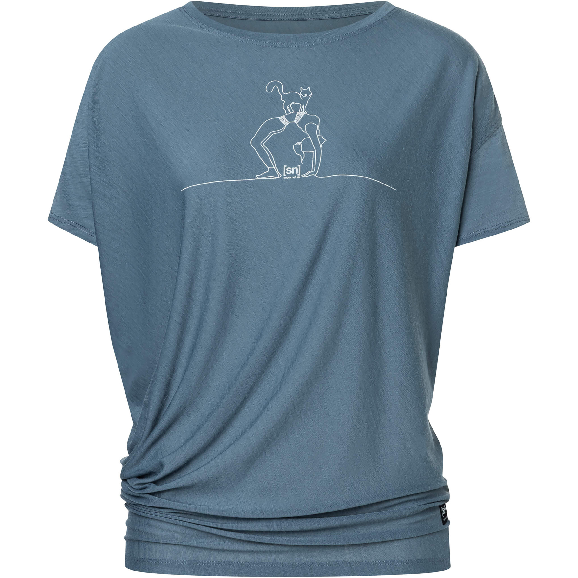 Super.Natural Cat Yoga Loose Damen T-Shirts blau Größe XL Lifestyle | Yoga Hautfreundlich Merinowolle