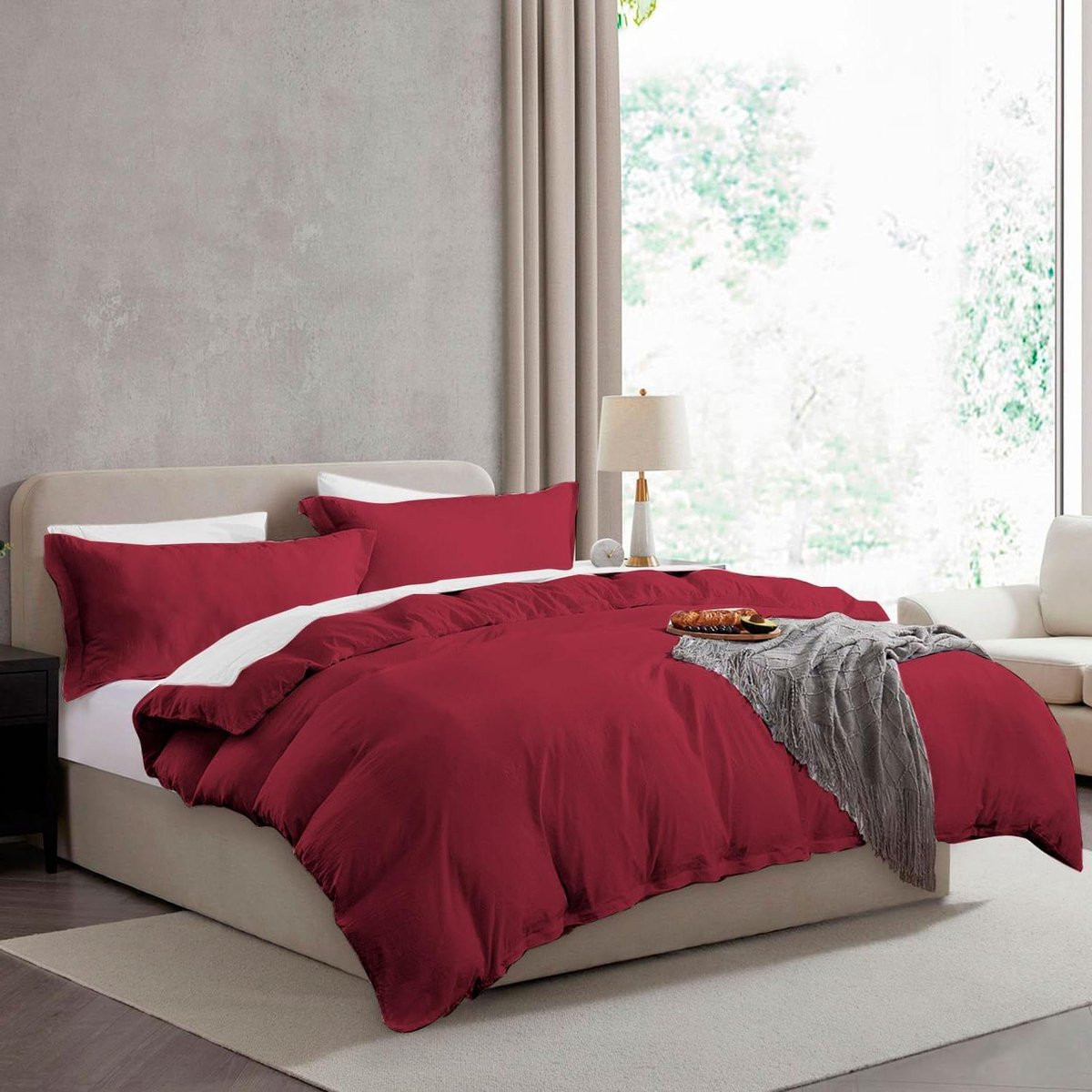 Dekbedovertrek Set Bourgondisch Rood voor Twin/Twin XL