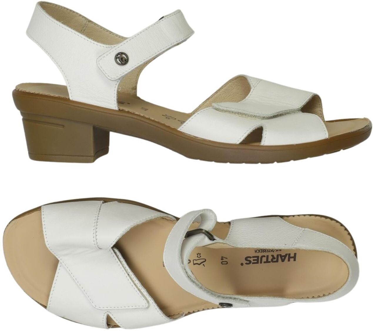 Hartjes Damen Sandalen, Weiß, Gr. EU 40, Leder - Second Hand