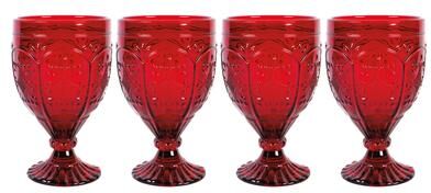 Fitz and Floyd Set of 4 Trestle Goblets, Red