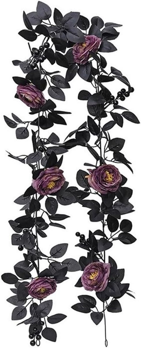 Kunstbloemen Rozen Hangplant Slinger Zwart - 175 cm