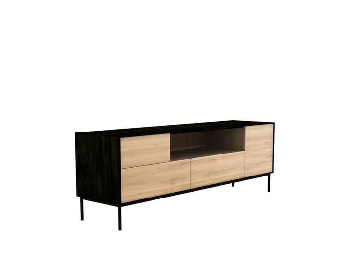 Ethnicraft Blackbird Fernsehbank Schwarze Eiche-Schwarze Metallbeine