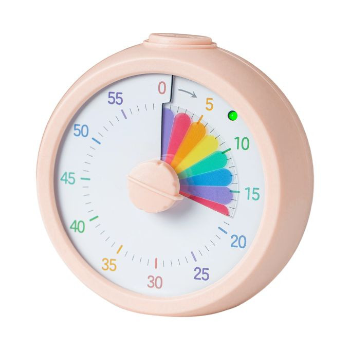 Relaxdays Visuele Regenboogtimer, Stille Kindertimer met Optisch Alarm, Roze