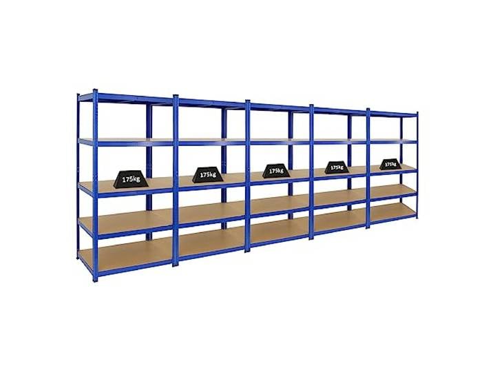 PROREGAL Mega Deal 5X Schwerlastregal Taurus Blau 180x90x60cm mit Fachlast 175kg Kellerregal, Steckregal, Garagenregal, Lagerregal