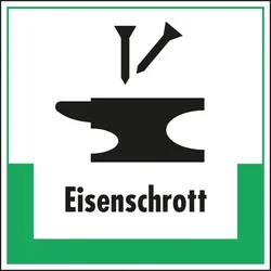 Schild I Abfallkennzeichen Eisenschrott, mit Symbol und Text, Kunststoff, 200x200mm