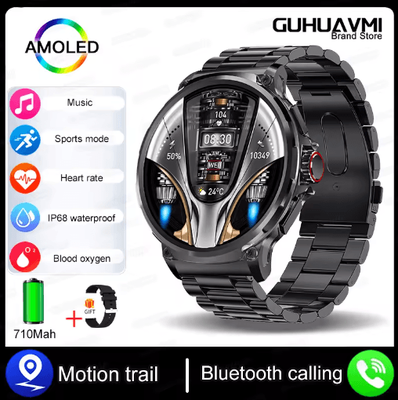 Inspire Picks UltraFit Pro 1.85 AMOLED GPS Smartwatch 710mAh Bluetooth Call Waterproof Fitness Watch black steel