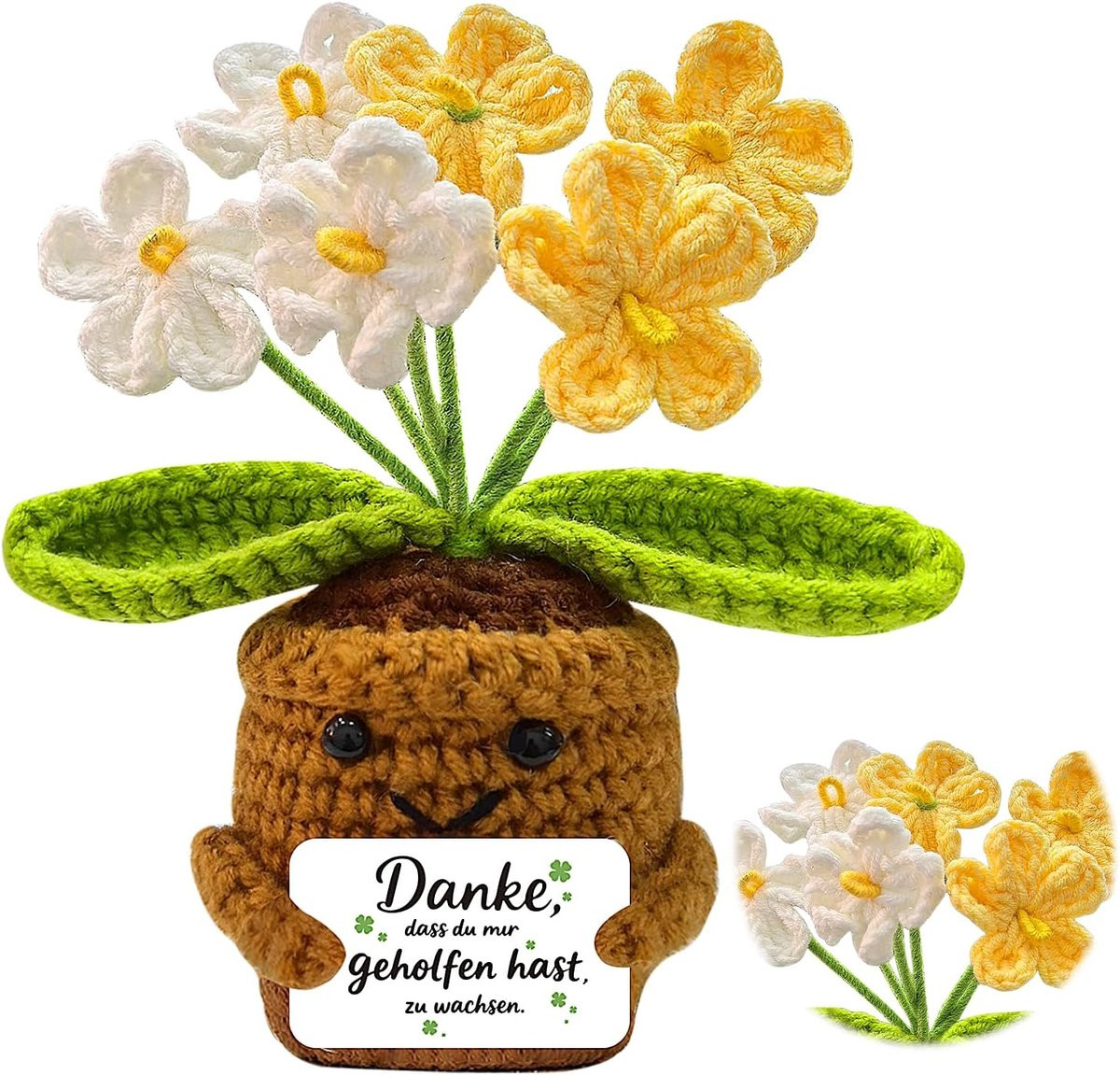 Handgebreide Bloem Kunstplant Decoratie Gradient Geel