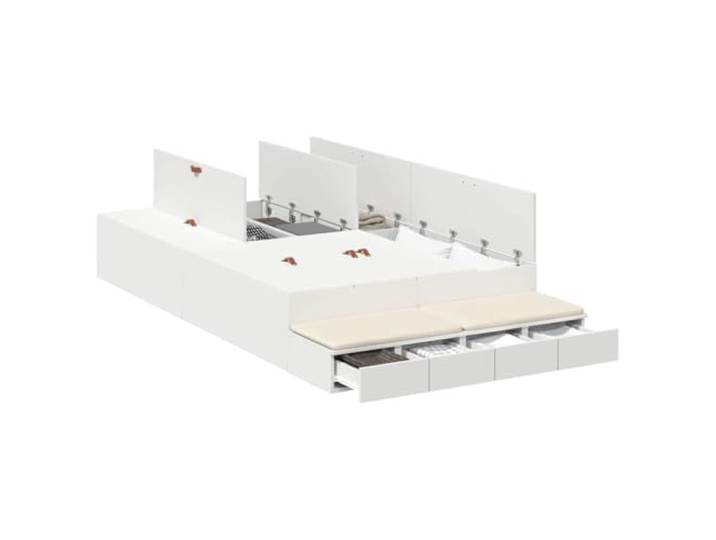 KTHLBRH Bettgestell weiß 120 cm Holz mehrschichtig 4 integrierte Schubladen, modernes Design, Kapazität 200 kg, einfache Reinigung