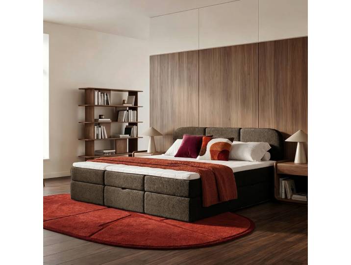Livetastic Familienbett, Braun, Kunststoff, H3, 240x200 cm, Bettkasten, gepolstertes Kopfteil, Stoffauswahl, In verschiedenen Grössen erhältlich, Familienbett, Schlafzimmer, Bett, Familienbetten