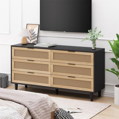DEVERA 6-Drawers Rattan Storage Cabinet Rattan Drawer