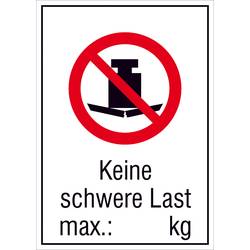 SAFETYMARKING Verbotsschild Keine schwere Last Folie selbstklebend (B x H) 105 mm x 148 mm ISO 7010 1 St. 21.A6130