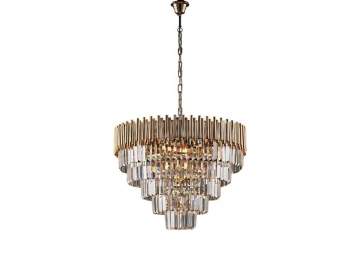 Ravel Hedendaagse kroonluchter metaal goud en kristal 9 lampen E14