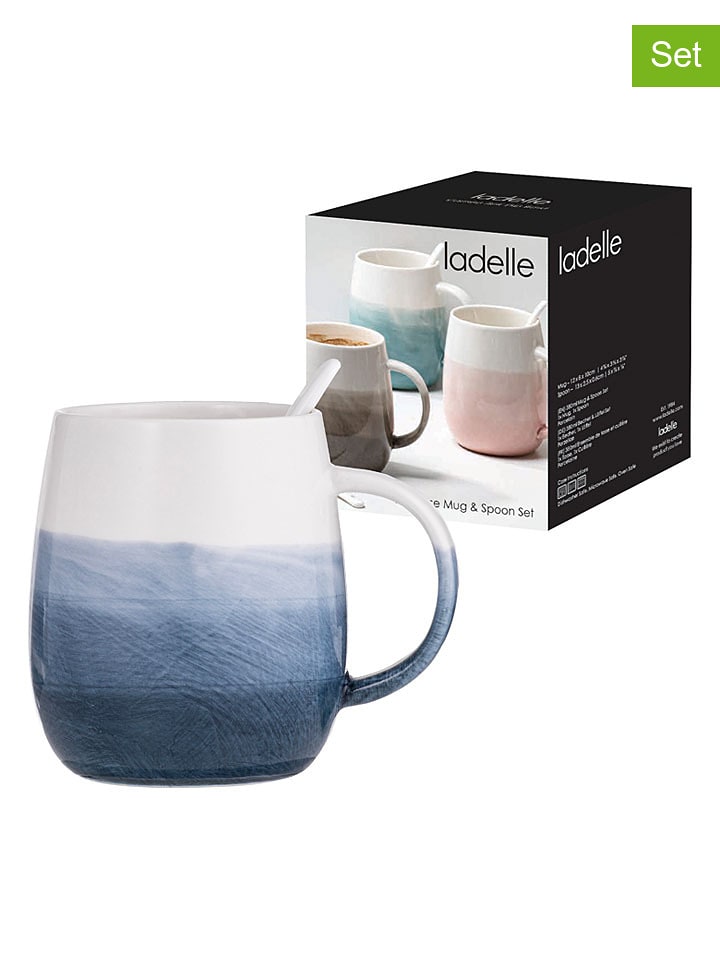 Ladelle 2tlg. Set: Kaffeetasse "Immerse Ombre" in Blau - (H)12 x Ø 8 - onesize