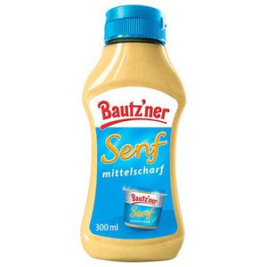 Bautzner Senf mittelscharf, fein, ohne Konservierungsstoffe, in Flasche, 300 ml